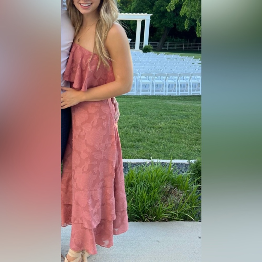 Lulu's Pink dress, strapless, wedding guest